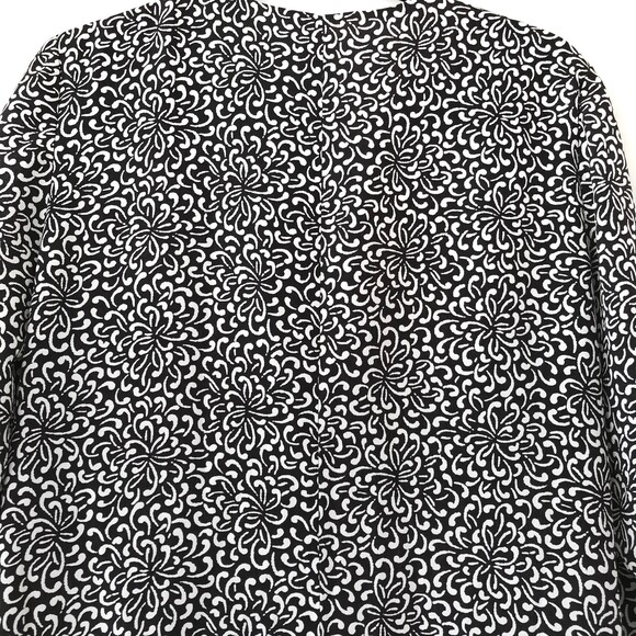 SOLD!! Liz Claiborne 12 Black White Layered 3/4 Sleeve Floral Pullover Dress - Picture 4 of 7